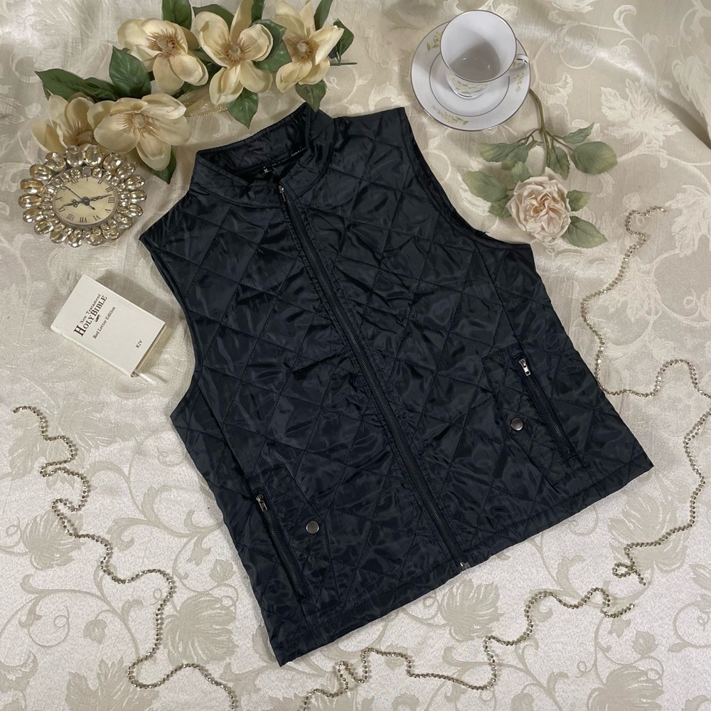 Women’s Black Wind Breaker Zipper Vest Ladies Sleeveless Rain Snow Jacket Size M